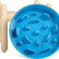LE TAUCI Ceramic Slow Feeder Dog Bowls Elevated, 3 Cup Raised Bowl with Wooden Stand for Medium Large Breed, Slow Down Eating, Puzzle Dog Food Bowl,Vortex Blue