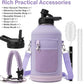 Insulated Water Bottle | Thickened Stainless Steel Vacuum Metal | Portable Sports Half Gallon Large Water Jug for Gym and Hiking with Straw, Carrier Bag, Handle Strap | BPA-Free 64 oz