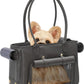 Minsong Fashion Pet Carrier Purse for Small Cat and Dog, Luxury Pu Soft-Sided Tote Bag with Large Pockets for Dogs and Puppies (Black, 13.6" L x 6" W x 10.0" H)