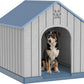 Vixzen 38in Large Outdoor Dog House,Durable Water Resistant Resin Dog House,Doghouse for Small to Large Dogs Indoor or Outside,with Air Vent and Elevated Floor,Blue
