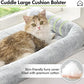 Cat Window Sill Perch with Large Bolster, Easy to Adjust & Assemble Cat Window Seat for Windowsill & Bedside, Pet Hammock Bed for Large Cats and Kittens (Grey, M)