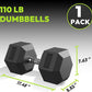 Hex Dumbbell 40-125 lb, Rubber Encased Exercise & Fitness Dumbbells, Hand Weight for Strength Training
