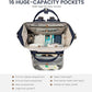 LOVEVOOK Diaper Bag Backpack, Baby Bag with Changing Station, Large Diaper Backpack for Mom Dads, Waterproof Leather Mommy Bag for Boy and Girl, Travel Essential Baby Shower, Navy Blue-Beige