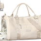 FIORETTO Womens Gym Tote Duffle Bag with Wet Pocket & Shoe Compartment, Sports Duffel Overnight Weekender Hospital Workout Carry on Bag for Girls, Ideal for Travel, Swimming, Dance, Ballet Beige