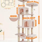 TaoqimiaoCat Tree Cat Tower for Indoor Cats, Plush Multi-Level Cat Condo with 12 Scratching Posts, 2 Perches, 2 Caves, Hammock, 2 Pompoms Jelly Pink