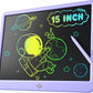 LCD Writing Tablet for Kids, Kidopire 15 Inch Large Screen Doodle Board, Colorful Drawing Writing Board Tablet Kids Age 3-12+ Birthday Erasable Drawing Pad Message Practice Note Learning Toys, Purple
