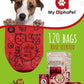 Compostable Dog Poop Bags, Cornstarch Eco-Friendly, HOME COMPOST NF T 51-800, 120 Count, Large Size Bag 9x13 Inches, 8 Unscented Refill Rolls, Leak-proof, Plantbased, GM-Free Corn (Red)