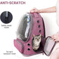 Cat Backpack Carrier, Breathable Cat Carrier Large Space Bubble Pet Backpack for Kitty Small Dog up to 15lbs, Transparent & Foldable Pet Carrier for Travel Hiking（Pink）
