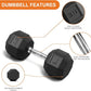 Rubber Coated Hex Dumbbell Weight Set, Multiple Sizes Exercise & Fitness Dumbbells,100LB Set,110LB Set,200LB,350LB,450LB,550LB, 35-50Lbs Pairs for Muscle Toning, Strength Building & Full Body Workout