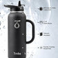 Trebo 40oz Water Bottle Insulated with Handle, Stainless Steel Metal Large Jug,Travel Flask with Straw Spout Lid,Mug Tumbler Cup with Carry Pouch,Keep Cold Hot, Indigo Black