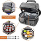 opux Lunch Box for Men, Adult Lunch Box Cooler, Insulated Lunch Bag Women, Dual Compartment Lunchbox for Work, Leakproof Double Decker Lunch Bag, Soft Lunch Pail Tote Boys Girls Kids School, Gray