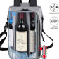 ALLCAMP 4 Bottle Wine Gift Bag - Insulated Tote Cooler, Adjustable Strap, Includes 4 Wine Glasses, Napkins & Corkscrew, Portable Travel Gifting(Gray)