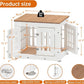 26" Heavy Duty Dog Crate Furniture for Small,Medium and Large Dogs,Rustic Wooden Dog Cage Kennel Indoor Furniture with Waterproof Top,Decorative Pet House Side End Table (White & Wood)