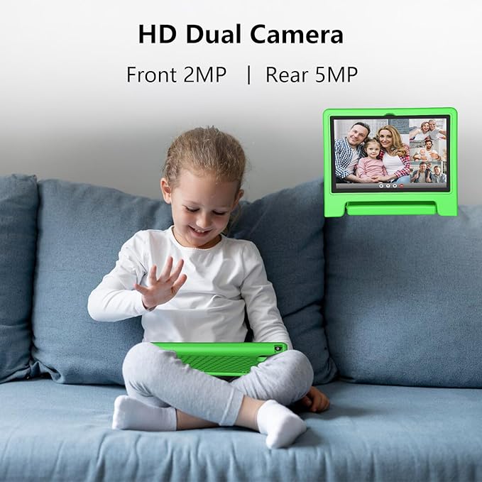 JREN Tablet for Kids｜10 Inch Kids Tablet Android 14｜Octa-core｜64GB｜WiFi ｜Bluetooth｜Parental Control｜Children Content｜Children Toddler Green