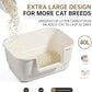 Cat Litter Box with Litter Mat and Scoop,High Wall Enclosed Cat Litter Boxes for Anti-Leakage, Covered Kitty Litter Box with Handle and Buckles for Portability and Privacy, Odor Control (White)