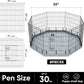 PJYuCien Dog Playpen, 8 Panels 30’’H Dog Pens Indoor with Bottom Pad, Metal Foldable Pet Puppy Exercise Fence Crate Kennel, Better for Small Animals,Grey