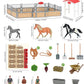 Horse Stable Playset, Horse Gifts for Girls and Boys with 3 Horses and 2 Riders, Horse Toys Set Farm Animals Toys for Kids 3 4 5 6 7 8+ (Horse Playset 1)