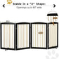 Freestanding Pet Gate for Dogs, Indoor Wooden Dog Gate for House, Foldable Dog Gate for Doorway, Stair, Step Over Pet Puppy Safety Fence Tall, 80 Inch Wide, 4 Panels 32", Black & Gold