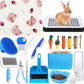 19 Pcs Rabbit Starter Kit Small Bunny Litter Box Rabbit Grooming Kit Water Bottle Bunny Toys Hay Feeder Bowl Blankets with Cleaning Set for Guinea Pig Accessories(Black,Cloud)