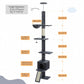 PEQULTI Floor to Ceiling Cat Tree, Tall Cat Tower, Adjustable Height (83''-108'') 5 Levels Climbing Tree for Indoor Cats with Cat Condo, Cozy Hammock and Scratching Post, Smoky Grey