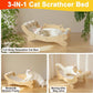 Cat Scratcher Bed for Indoor Cats | 3-in-1 Scratching Post & Hammock Lounge with Wooden Perch, No-Tip Stable Base for Small/Medium/Large Cats ，Durable Scratch Pad & Cat Furniture (Easy Assembly)