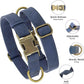 Didog Soft PU Leather Dog Collar, Stylish Quick Released Dog Collar for Large Dogs, Easy Clean Adjustable Pet Collar for Daily Walking, Blue, L Fit 15-23" Neck