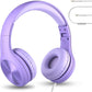 LilGadgets Connect+ Pro Wired Kids Headphones for School w/Microphone, Volume Limiting, Noise Reducing Over-Ear Headset w/Cord, SharePort Technology & SoftTouch Padding, Purple Headphones for Kids