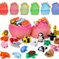Mini 3D Printed Animals with Dragon Eggs Set, 3D Printed Fidget Toys, Small Articulated Animal Figures Pocket Pets Bulk, Desk Ornament Party Favors (Animal Family)
