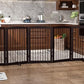 Freestanding Pet Gate for Dogs, Indoor Wooden Foldable Dog Gate for House, Extra Wide, Pet Fence for Stairs, Doorways, Halls, Support Feet Included, 120 Inch Wide, 6 Panels 32",Brown