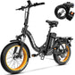 Foldable Electric Bike for Adults, Peak 1000W Brushless Motor 30MPH 70Miles City Commuter Ebike, 48V 20AH Lithium Battery, 20" Fat Tire 7-Speed E-Bicycle with Front Suspension Colourful LCD Display