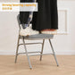 BOOSDEN Padded Folding Chair, Foldable Chair with Fabic Thick Cushion, Heavy Duty Metal Folding Chair for Outdoor & Indoor & Dining & Party, Grey