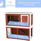 TRIXIE natura Outdoor Rabbit Hutch with Run - 2-Story Rabbit Cage with Non-Slip Ramp - Medium Elevated Small Animal House with Secure Playpen, Hinged Roof & Pull-Out Tray - in Auburn/White