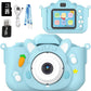 Kids Camera Toys,48MP Dual Lens with 64G SD Card and Cartoon Soft Cover for 3-8 Year Old Girls Boys (Bluer)