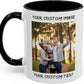 Personalized Coffee Cup with Photo, Logo or Text - Custom Both Sides Printed Mug for Him & Her - Unique Customized Gifts with Names - White/Black