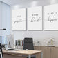 Framed Canvas Wall Art Positive Quotes Painting, Office Wall Art, white Large Poster, Positive Motivational Set of 3 Prints, work hard letters, Inspirational Wall Decor Prints (G-3pcs,24x36inchx3pcs)