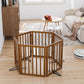 Freestanding Pet Gate Foldable Dog Gate (110 inches Wide) Walnut Bamboo Dog Gates for Stair Doorways House Puppy Fences Indoor (4 Support Feet Included)