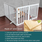 ZJSF Freestanding Indoor Dog Gate for House Foldable Wood White Puppy Gate for Doorways Pet Gate for Stairs Extra Wide Pet Fence 24" Height 6 Panels