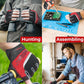 HANDLANDY Fingerless Work Gloves for Men and Women Utility Padded Half Finger Driving Working Gloves (XX-Large, Red)