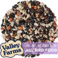 Valley Farms Fruit Nut & Berry (4 LB) Wild Bird Food Outside Feeders, Bird Seed with Dried Fruit, Peanuts, Sunflower, and Safflower, High Energy Mix for Healthy Birds!
