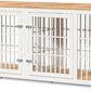 78 Inch Double Dog Crate Furniture, Heavy Duty Extra Large Cage Furniture with Divider for 2 Dogs, Decorative Wooden Kennel Furniture Indoor, Pet House for Large and Medium Dogs, White