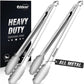 2PCS 12inch Kitchen Tongs - Heat Resistant 600 Degree Tongs for Cooking, Heavy Duty All Metal Food Tongs, Stainless Steel and Non-Slip handle, Salad, Grilling, Barbecue, Dishwasher safe