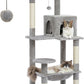 PETEPELA 56.3'' Tall Cat Tree for Indoor Cats, Multi-Level Cat Tower with Super Large Hammock (20''X16''), Sisal Covered Scratching Posts, Cozy Condo and Top Perch Grey