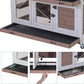 Rabbit Hutch Indoor Bunny House Guinea Pig Cage with Sliding Plastic Trays, Wheels & Ramp, 47.2" Multi-Door Wooden Small Animal Cage for Rabbits, Bunnies, and Guinea Pigs (Brown)