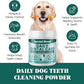 Dog Teeth Cleaning Powder – Natural Dog Dental Powder for Tartar Control, Fresh Breath & Gum Health – Daily Plaque Remover with Zeolite, Brown Algae, Probiotics & Rosemary – 180 Scoops