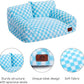 Hollypet Fluffy Plush Dog Cat Pet Couch Soft Calming Sofa Bed for Medium Small Cats and Dogs, Blue and White
