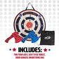 NSG Tomahawk Toss - Foam Axe Throwing Game for Kids - Two Lightweight Axes with Large Easy Stick Target, Wood/Black/red/Blue (JS7000)