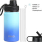 DRINCO Stainless Steel Water Bottle Spout Lid Vacuum Insulated Double Wall Water Bottle Wide Mouth (40oz 32oz 22oz 18oz 14oz) Leak Proof Keeps Cold or Hot (14 oz, 14oz Morning Sky Blue)