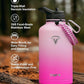 Half Gallon Water Bottle,64oz Insulated Water Bottle Stainless Steel Vacuum,Cold for 48 Hrs,BPA-Free & Leakproof -with Paracord Handle,Strap,Straw Spout Lids,Big Flask Jug for Gym Sports,Pink