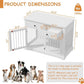 Dog Crate Furniture, 44 Inch Wooden Dog Kennel Indoor with 2 Storage Drawers, Heavy Duty Large Crate Furniture, Decorative End Table Cage Furniture for Small/Medium/Large (White)