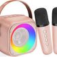 Mini Karaoke Machine for Kids Adults, Portable Bluetooth Speaker with 2 Wireless Microphones, Microphone and Speaker Set with Disco Light for Home Party Christmas Birthday Gift for Girls Boys